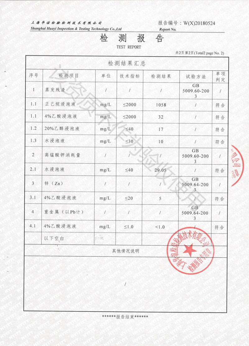 GB4806.1-1994《食品用橡胶制品卫生标准》橡胶软连接检测报告